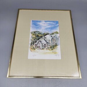 Framed Watercolor Art 1981 Betty Guy art The Charter at Beaver Creek 21/200
